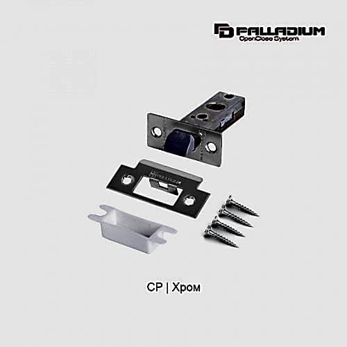 Защелка бесшумная, с пластиковым язычком PALLADIUM 400, хром Защелка бесшумная, с пластиковым язычком PALLADIUM 400, хром